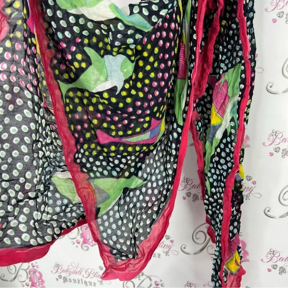 Scarf dolphins shark water life fish scarve Polka Dot Scarf with Pink Trim